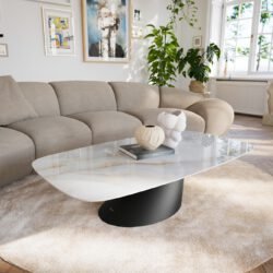 Couchtisch Edge Boot 140x80 cm Keramik Onyx Pearl Salto Metall Schwarz