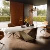 Esstisch Edge 300x100 cm Keramik Onyx Champagne Prisma Metallic Gold