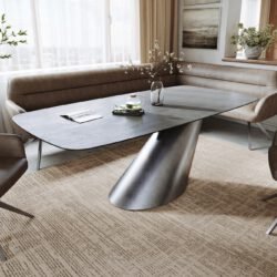 Esstisch Edge Boot 200x100 cm Keramik Beton Grau Cono Metallic Silber