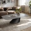 Couchtisch Edge Boot 140x80 cm Keramik Beton Grau Conis Metall Schwarz