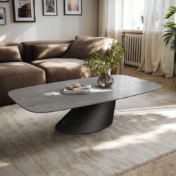 Couchtisch Edge Boot 140x80 cm Keramik Beton Grau Conis Metall Schwarz