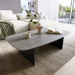 Couchtisch Edge Boot 120x70 cm Keramik Beton Grau Salto Metall Schwarz