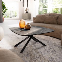 Couchtisch Edge Boot 90x90 cm Keramik Laminam® Noir Desir Braun Sarity Metall Schwarz