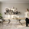 Esstisch Edge Boot 260x120 cm Keramik Laminam® Sabbia Eichefarbig Zenthara kantig Edelstahl