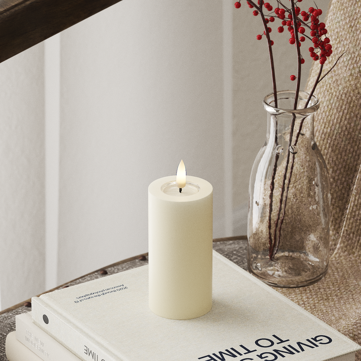 LED-Blockkerzen Ø 5 x 10 cm Creme