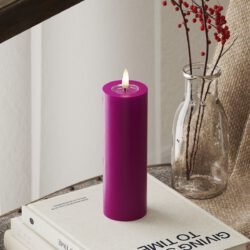 LED-Blockkerzen Ø 5 x 15 cm Violett