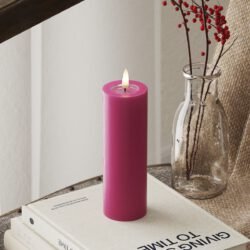 LED-Blockkerzen Ø 5 x 15 cm Magenta