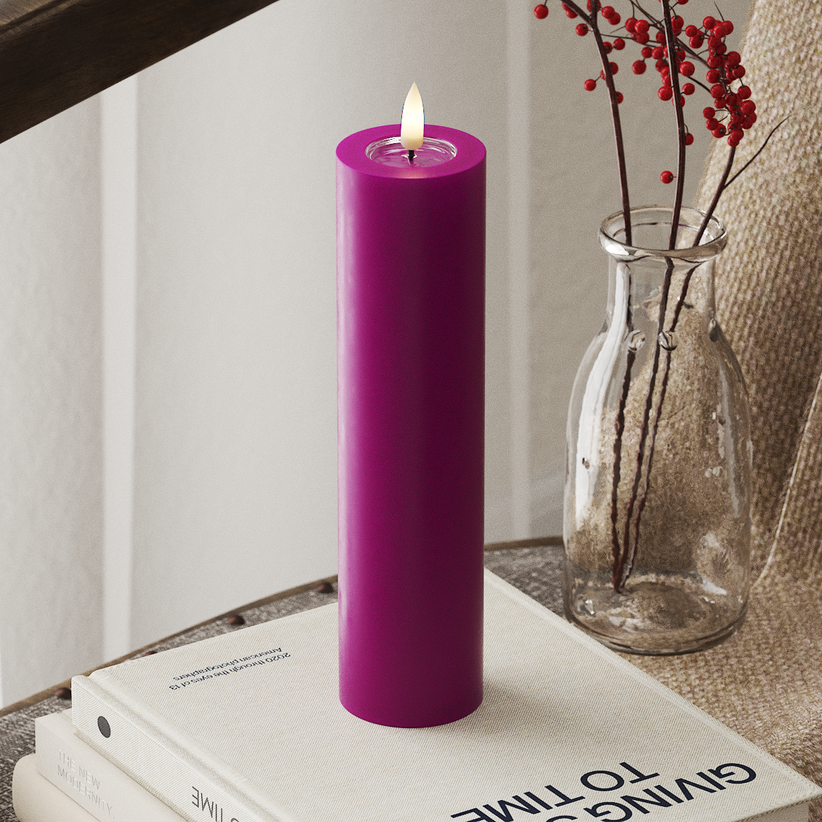 LED-Blockkerzen Ø 5 x 20 cm Violett