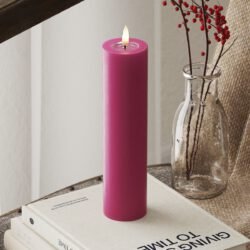 LED-Blockkerzen Ø 5 x 20 cm Magenta