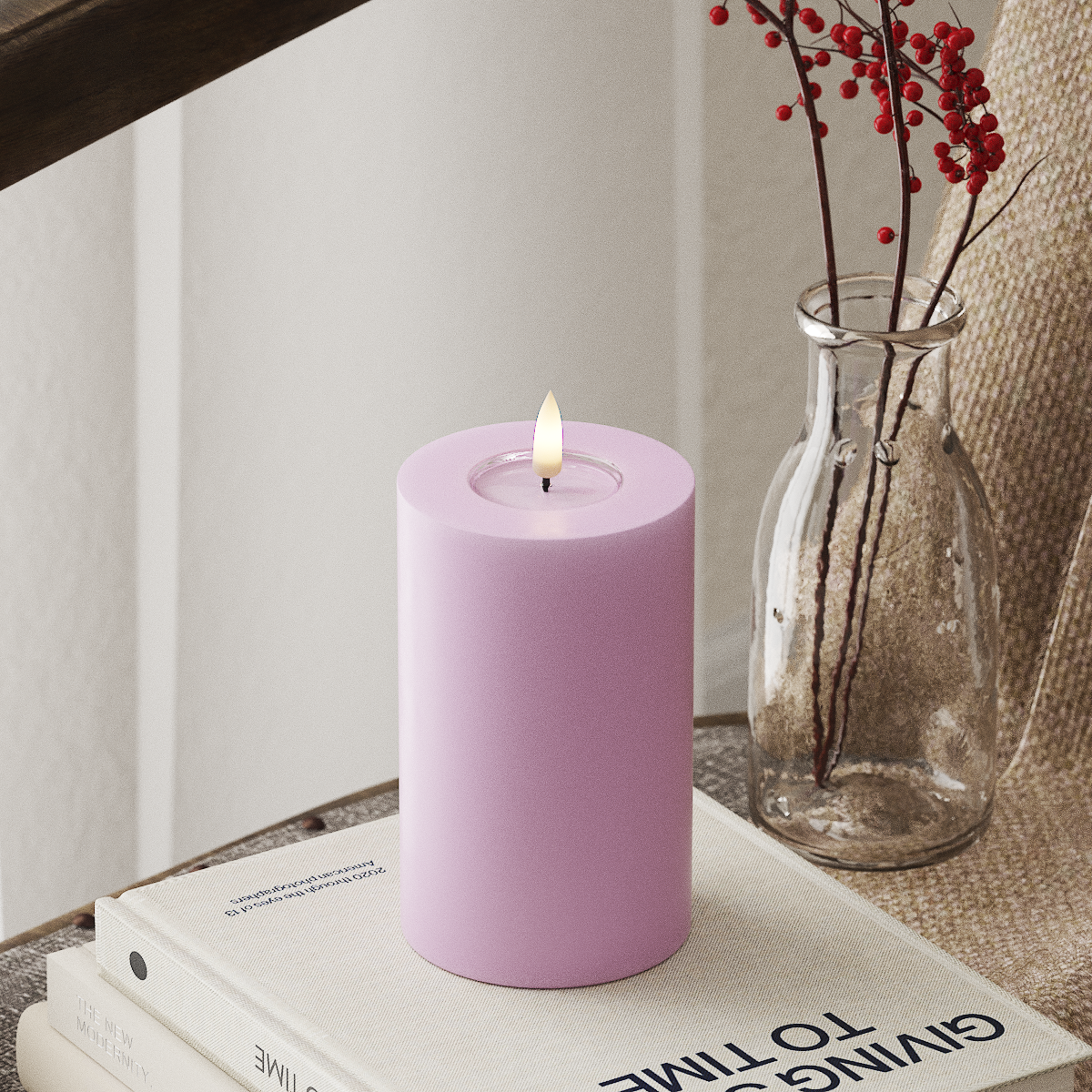 LED-Blockkerzen Ø 7,5 x 12,5 cm Lavendel
