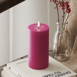 LED-Blockkerzen Ø 7,5 x 15 cm Magenta