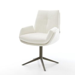 Drehstuhl Clea-Flex Bouclé Soft Beige Fußkreuz Effektfinish Titan 360° drehbar Wippfunktion