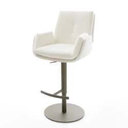 Barstuhl Clea-Flex Bouclé Soft Beige Drehfuß höhenverstellbar Metall Titanfarben