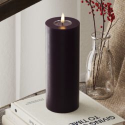 LED-Blockkerzen Ø 7,5 x 20 cm Dunkellila