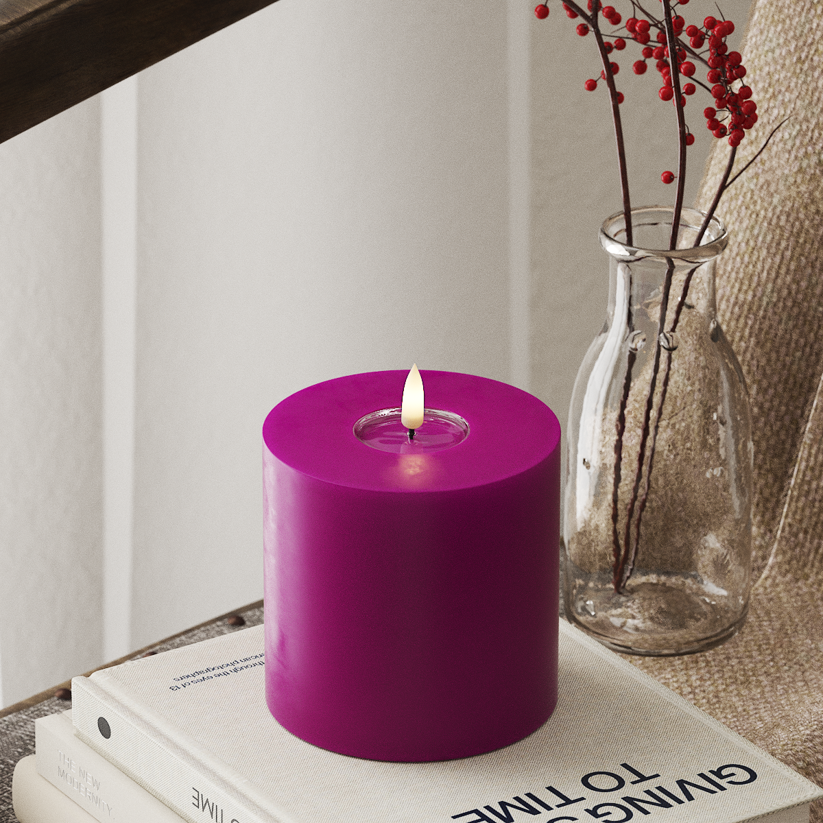 LED-Blockkerzen Ø 10 x 10 cm Violett
