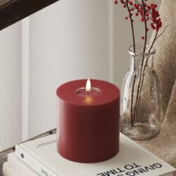 LED-Blockkerzen Ø 10 x 10 cm Bordeaux
