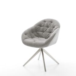 Drehstuhl Gaio-Flex Strukturstoff Soft Grau Kreuzgestell breit Edelstahl 360° drehbar Wippfunktion