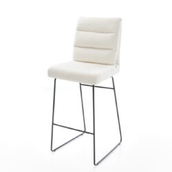 Barstuhl Pela-Flex Bouclé Soft Beige Kufengestell Metall Schwarz