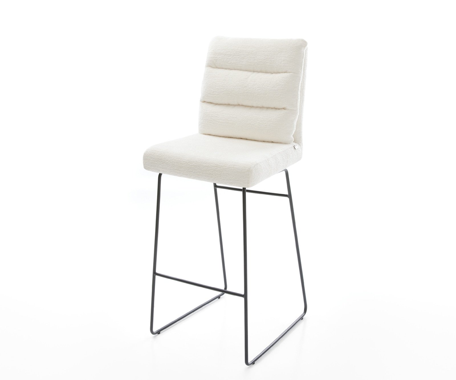 Barstuhl Pela-Flex Bouclé Soft Beige Kufengestell Metall Schwarz
