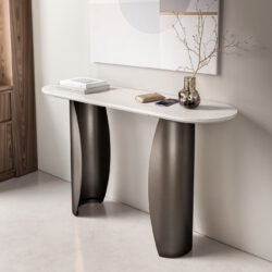 Konsolentisch Solena 135x40 cm Marmor Weiß Metall Black Antique