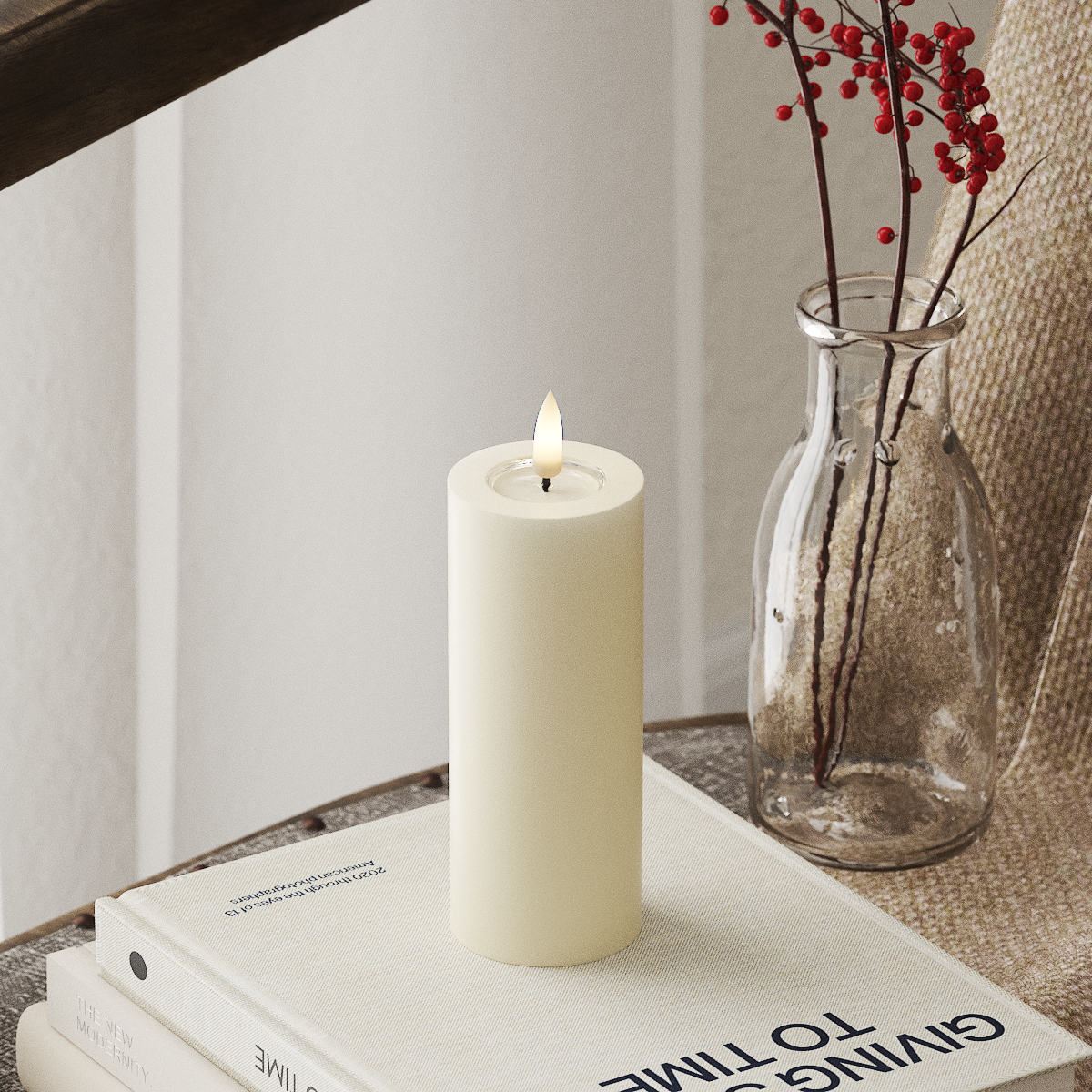 LED-Blockkerzen Ø 5 x 12,5 cm Creme