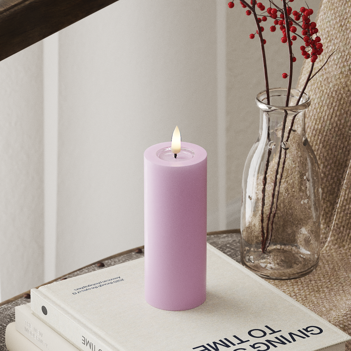 LED-Blockkerzen Ø 5 x 12,5 cm Lavendel