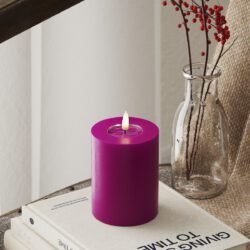 LED-Blockkerzen Ø 7,5 x 10 cm Violett