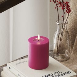 LED-Blockkerzen Ø 7,5 x 10 cm Magenta