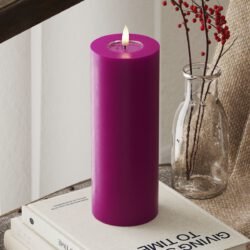 LED-Blockkerzen Ø 7,5 x 20 cm Violett
