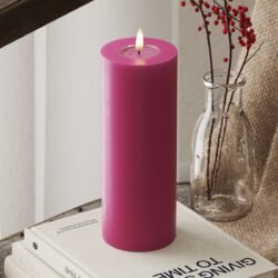 LED-Blockkerzen Ø 7,5 x 20 cm Magenta
