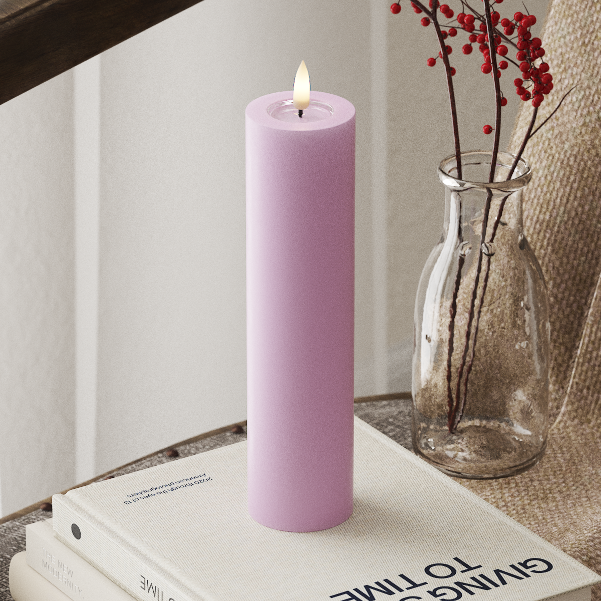LED-Blockkerzen Ø 5 x 20 cm Lavendel