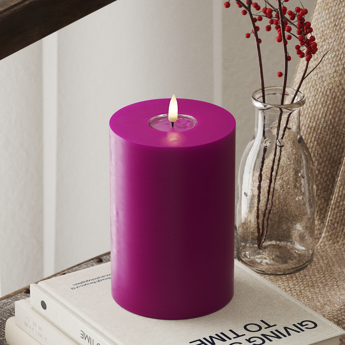 LED-Blockkerzen Ø 10 x 15 cm Violett