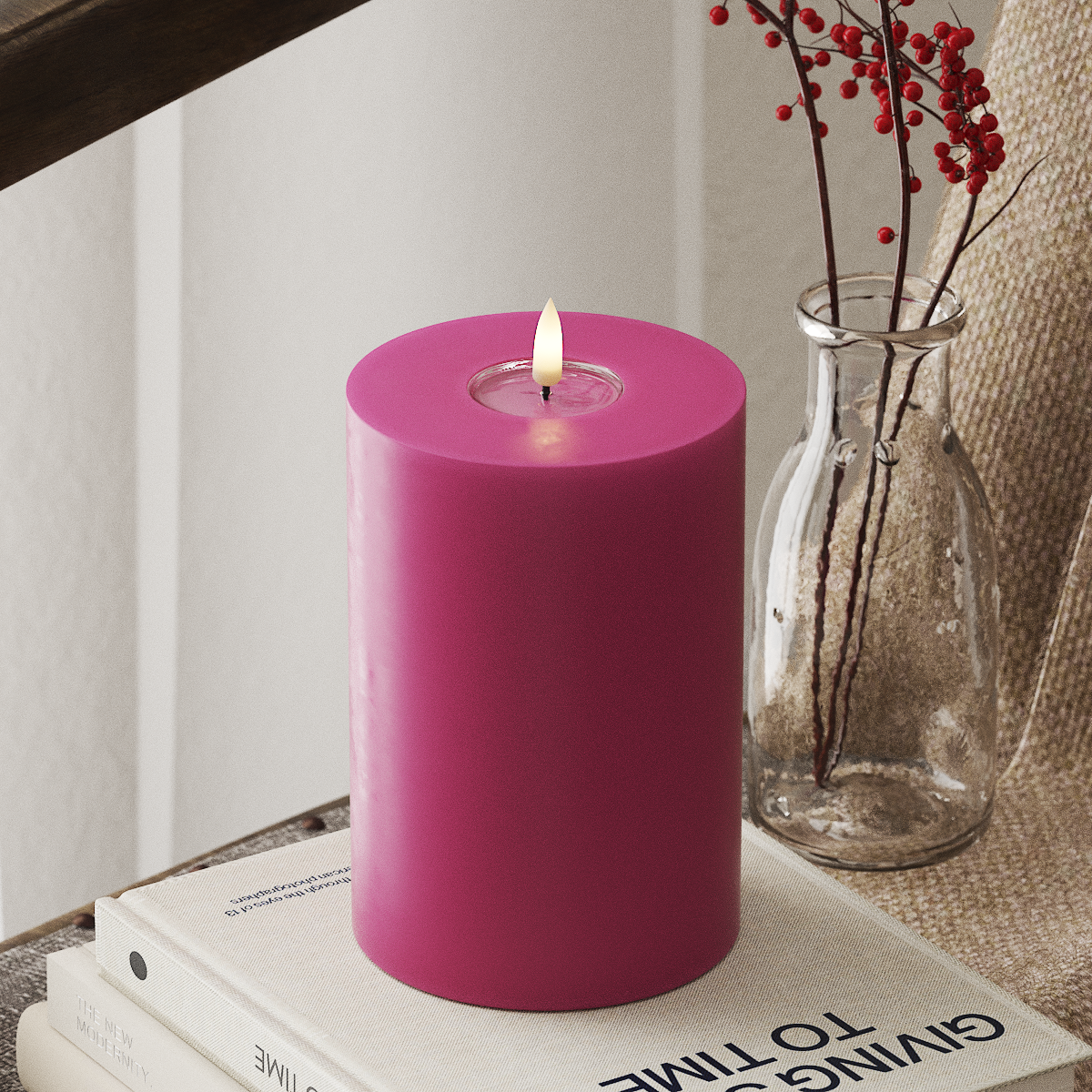 LED-Blockkerzen Ø 10 x 15 cm Magenta