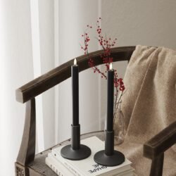 LED-Stabkerzen, 2 Stück, Ø 2 x 24 cm, Schwarz