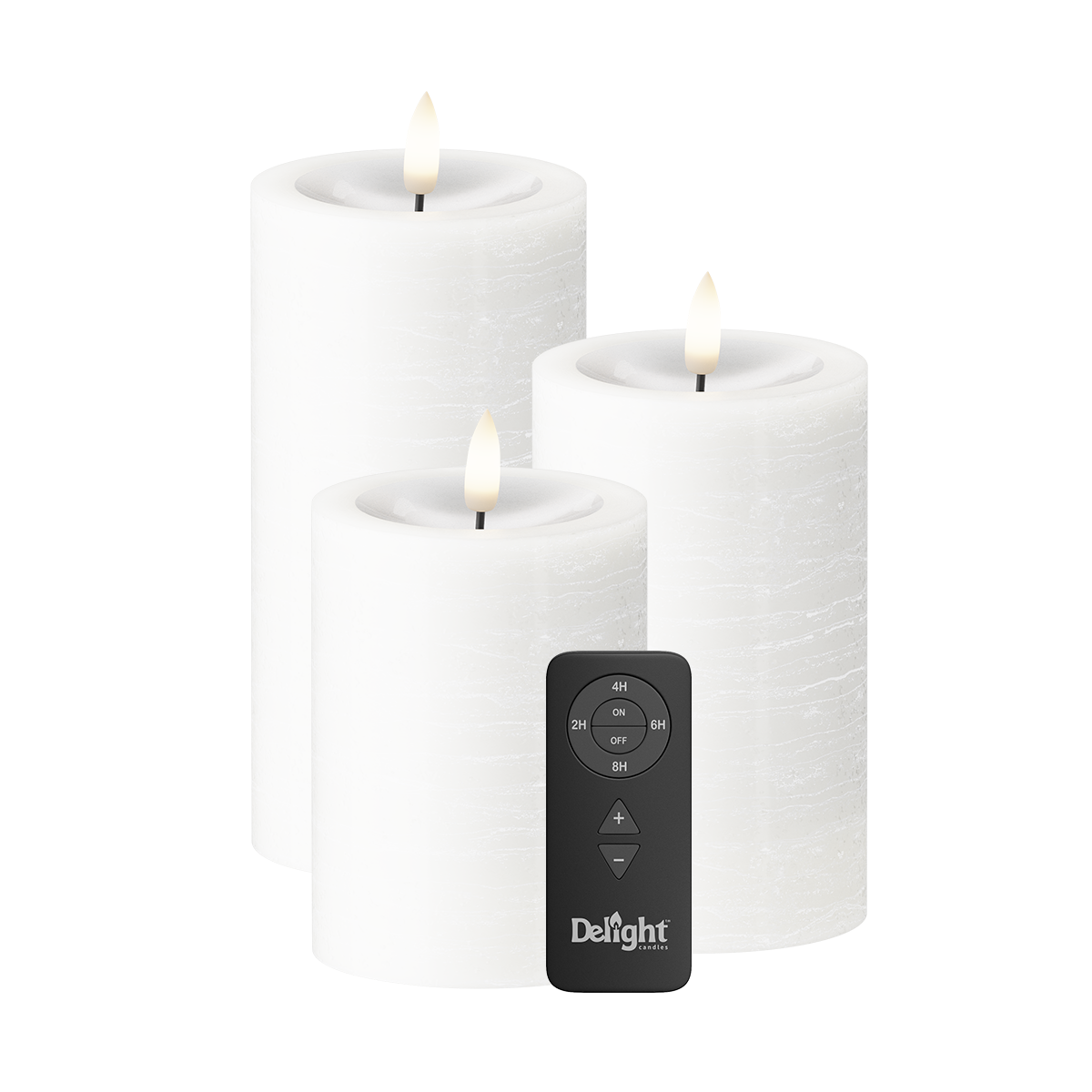 LED Blockkerzen 3er-Pack, Ø 7,5 x 10/12,5/15 cm Weiß