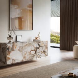 Sideboard Cuor 180 cm Keramik Patagonia Poliert 2 Türen 3 Schubfächer Schwebend