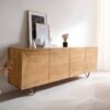 Sideboard Kayu 200x40x70 cm Akazie Natur 4 Türen V-Fuß