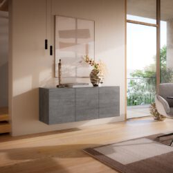 Sideboard Cuor 150 cm Keramik Beton Grau 3 Türen Schwebend