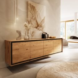 Sideboard Stonegrace 200 cm Eiche Natur 4 Türen Steinfurnier Schwebend