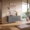 Sideboard Cuor 150 cm Keramik Beton Grau 3 Türen Fuß Schwebeoptik Acrylglas