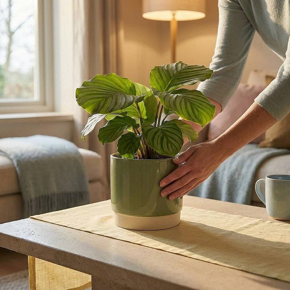 Mutterliebe-Set ((Topf enthalten)) (Rundblättrige Glockenblume (Calathea orbifolia), ) – Bild 2
